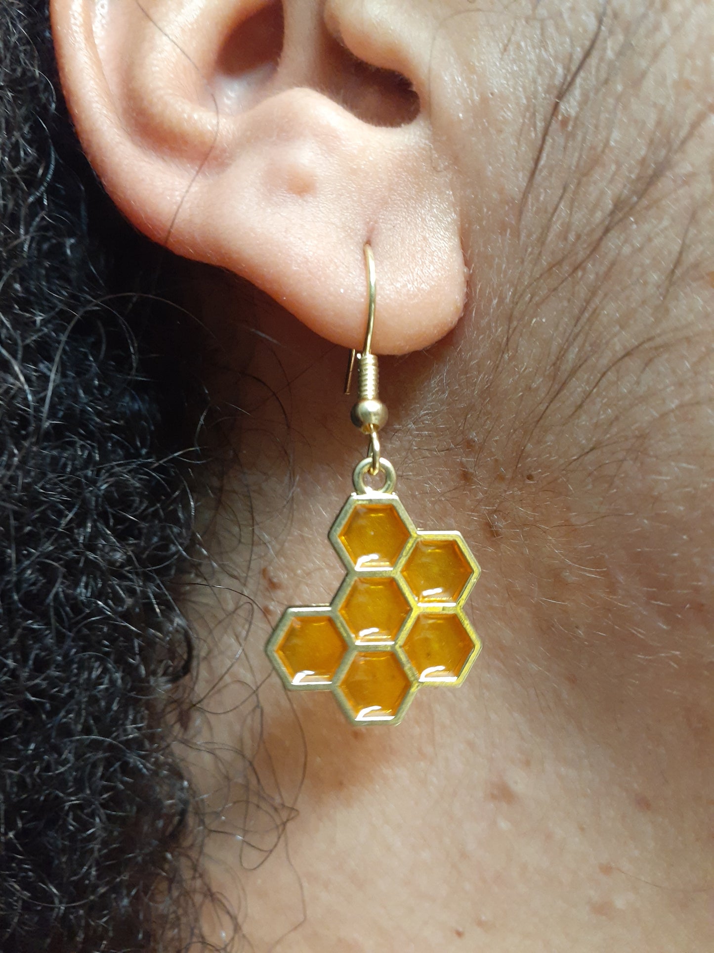 Honeycomb earrings, Dangle earrings, Gift for her