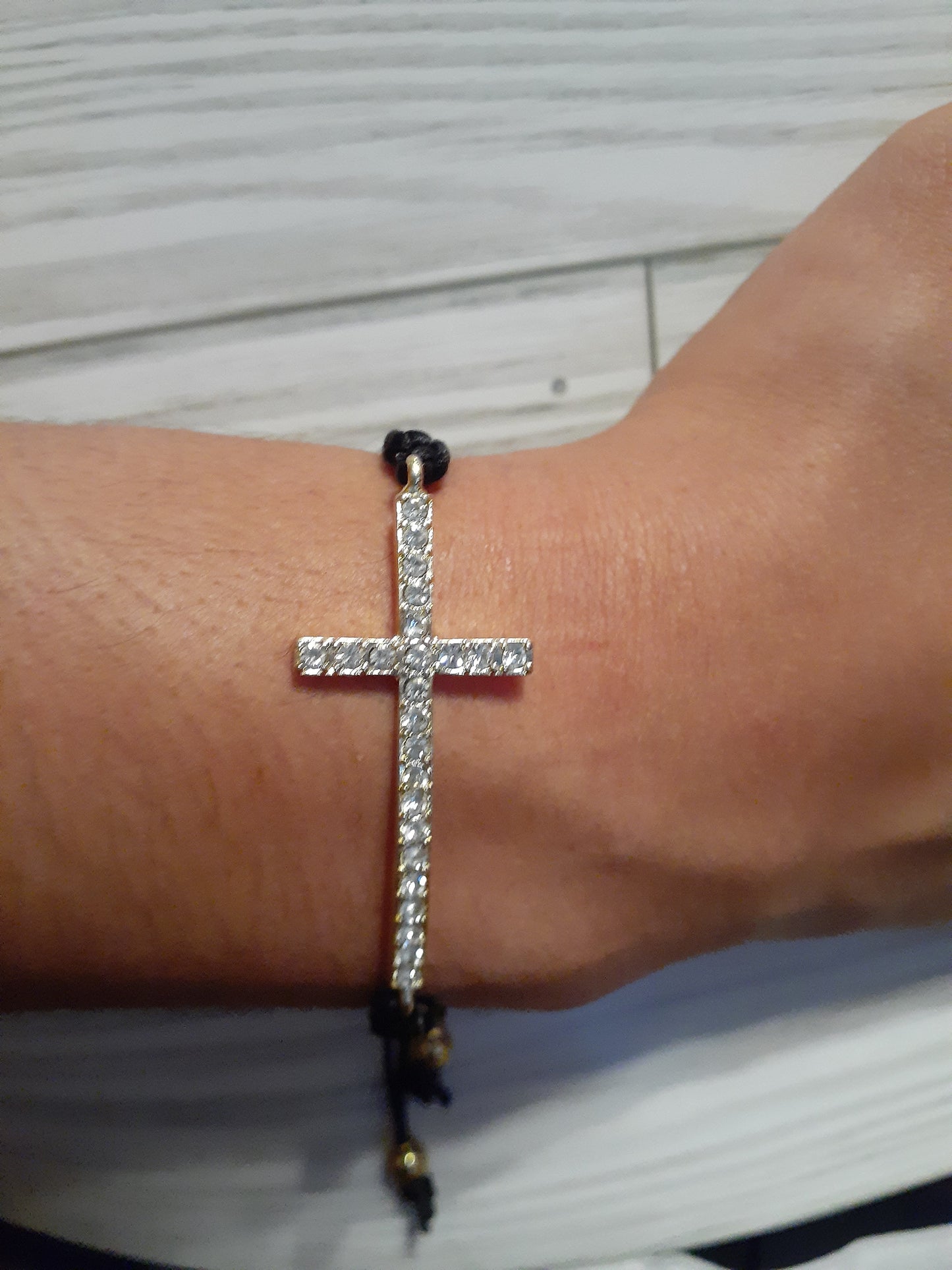 Gold Cross Bracelet, Macrame Cross Bracelet