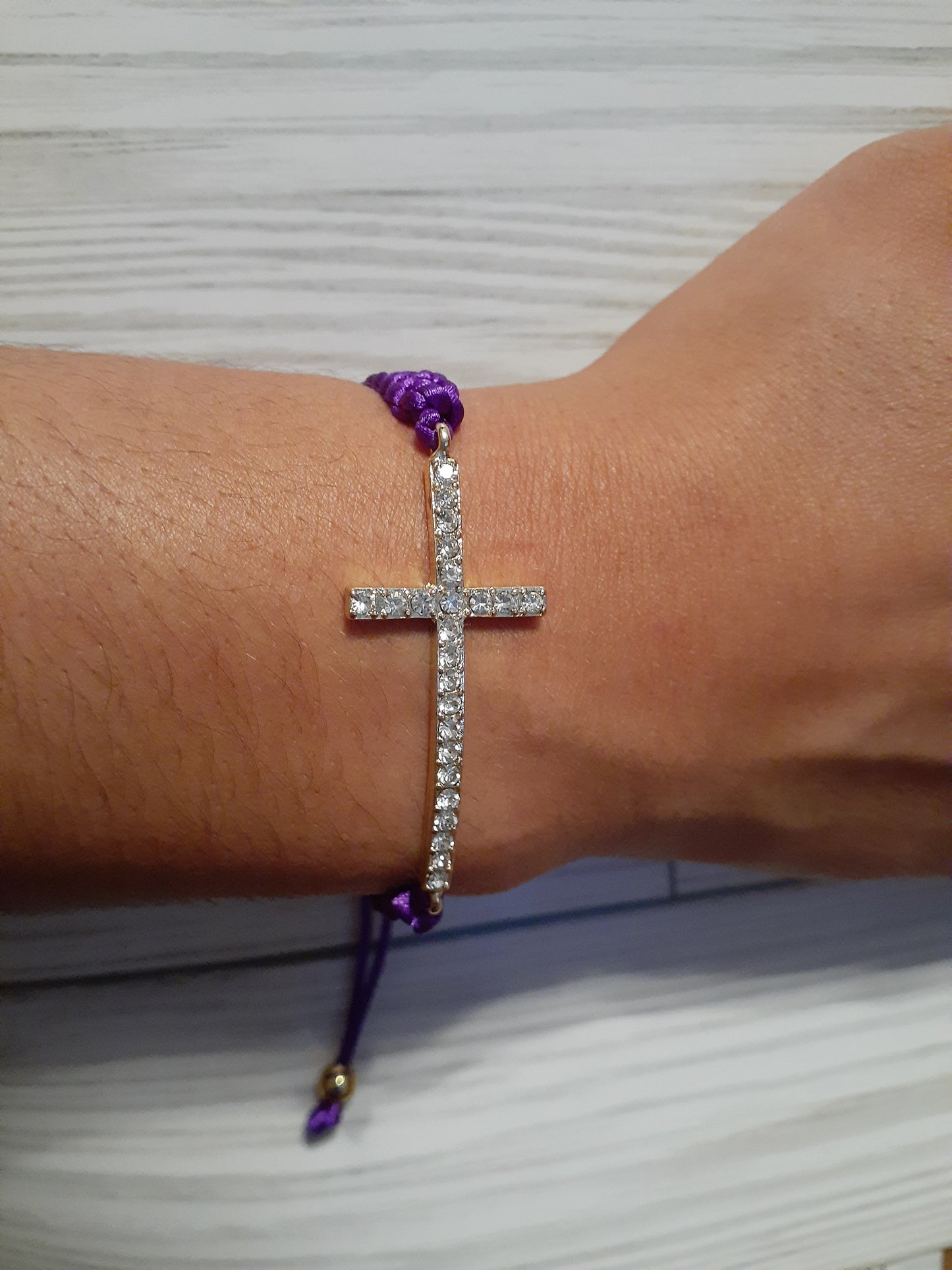 Gold Cross Bracelet, Macrame Cross Bracelet