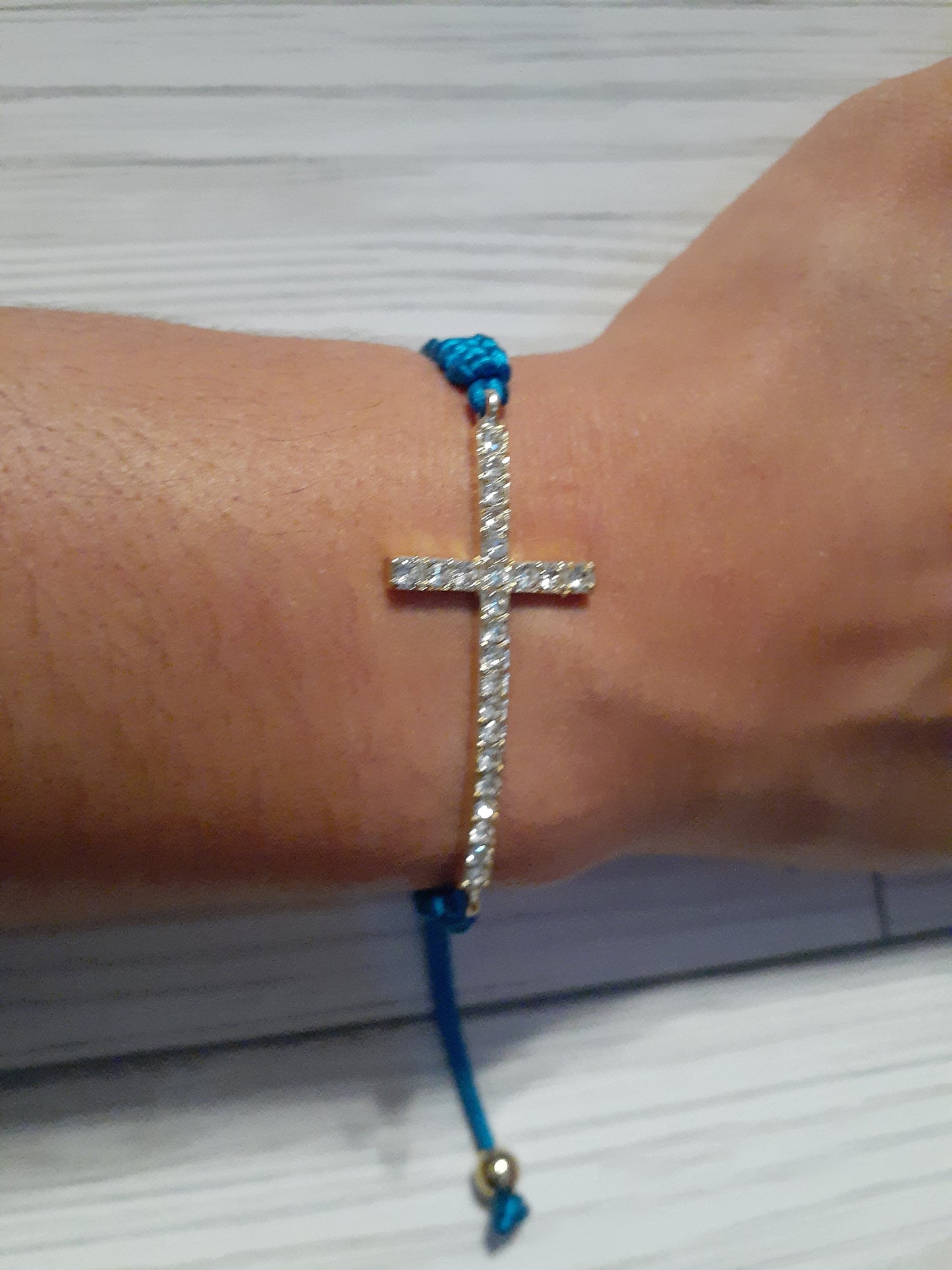 Gold Cross Bracelet, Macrame Cross Bracelet
