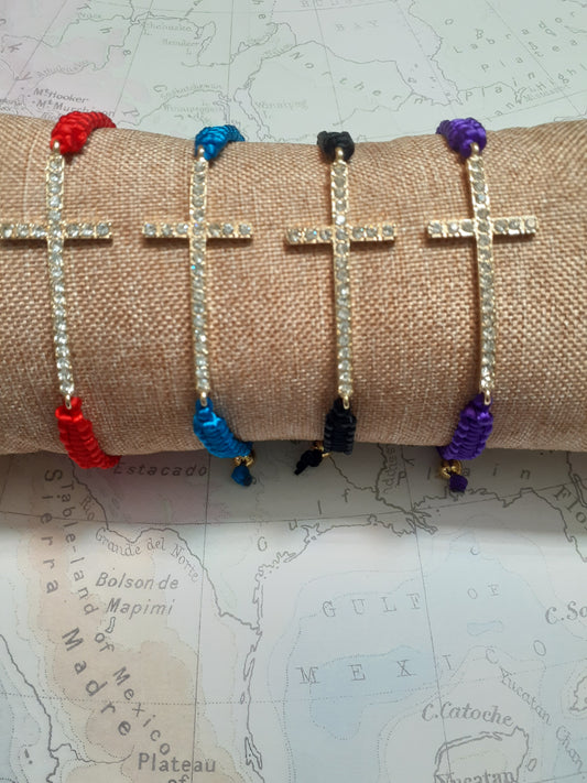 Gold Cross Bracelet, Macrame Cross Bracelet