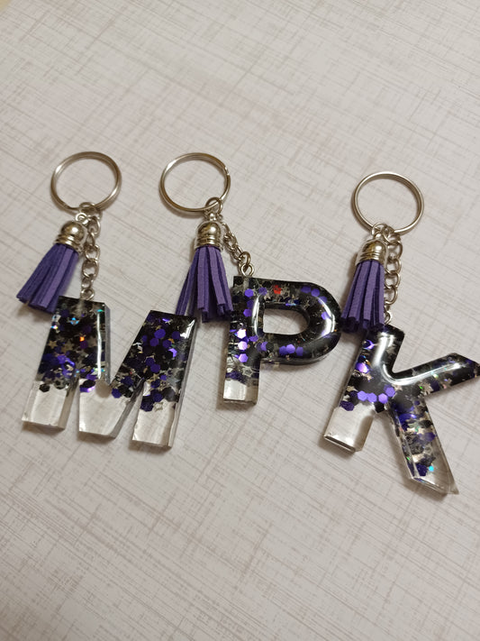 Black & Purple Glitter keychain