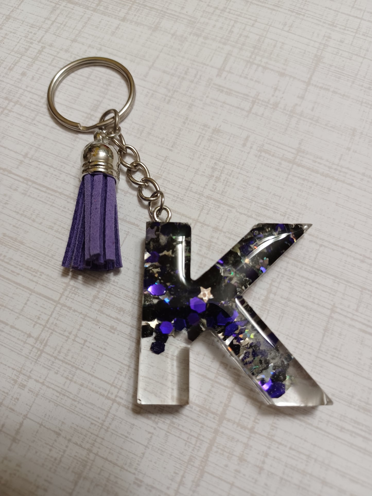 Black & Purple Glitter keychain