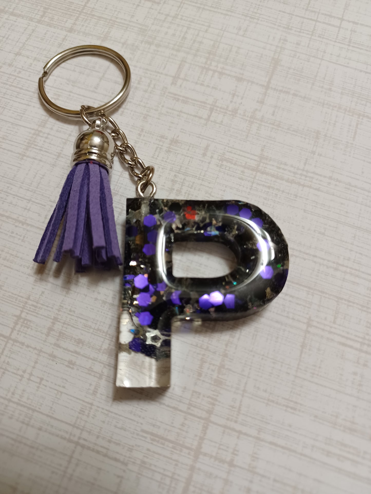 Black & Purple Glitter keychain