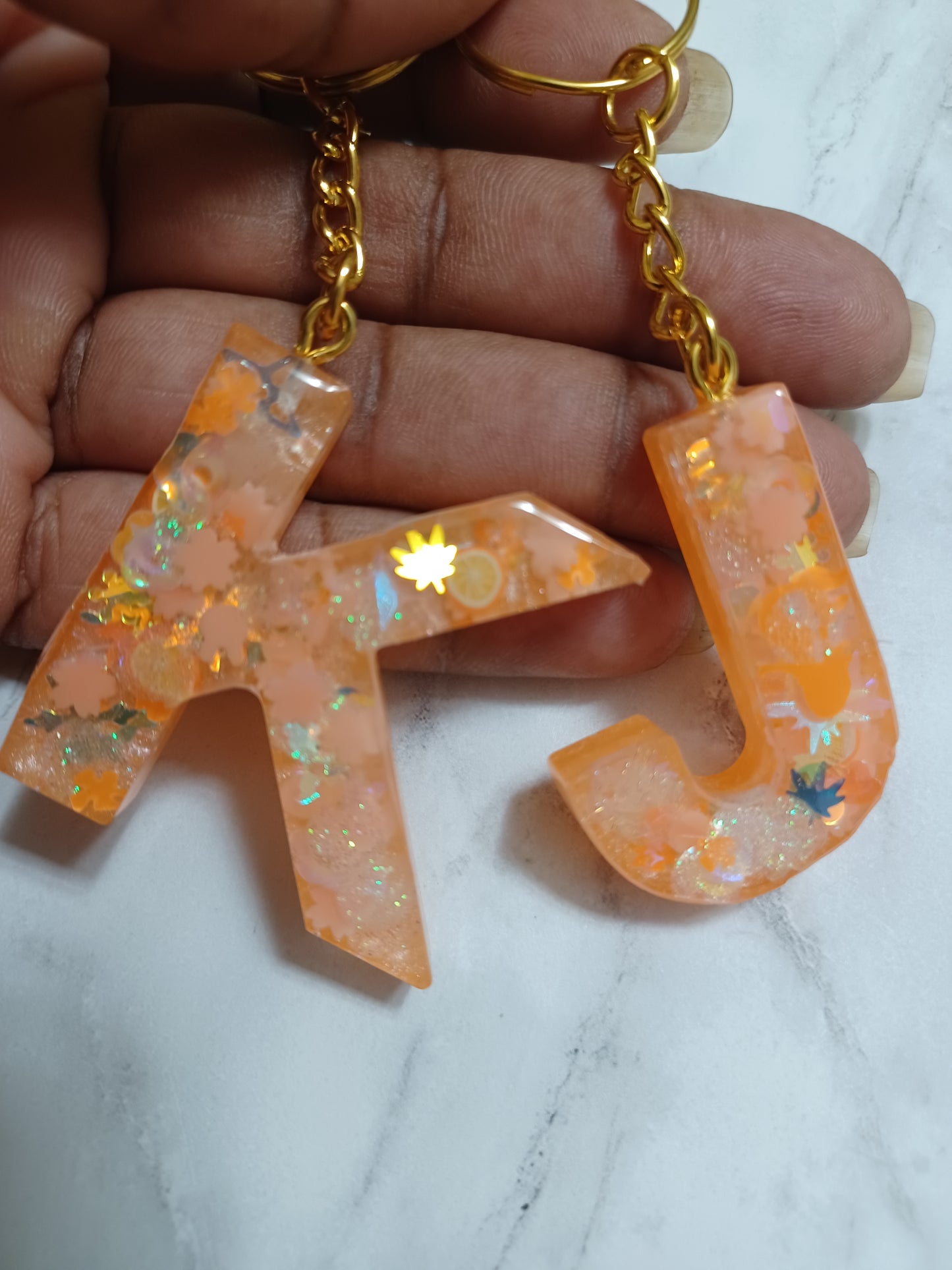 Orange Luminous Letter Keychain