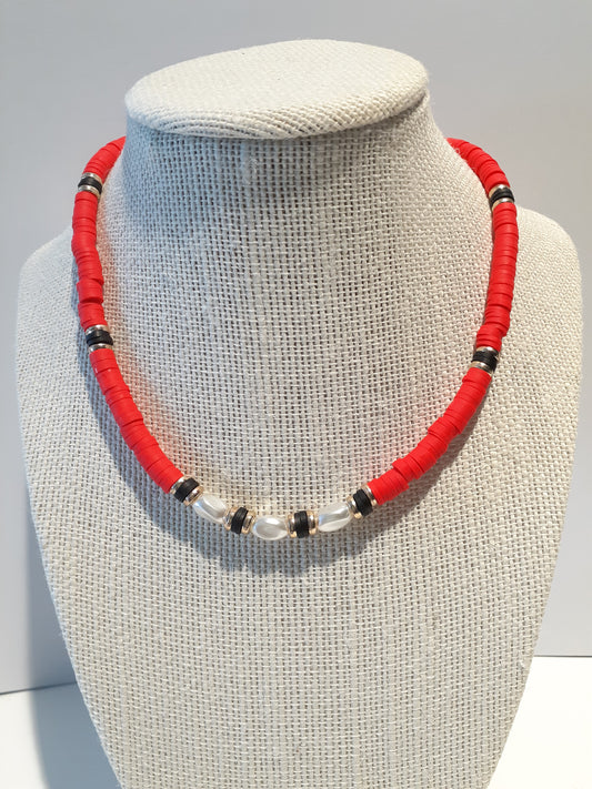White Pearl Heishi Necklace