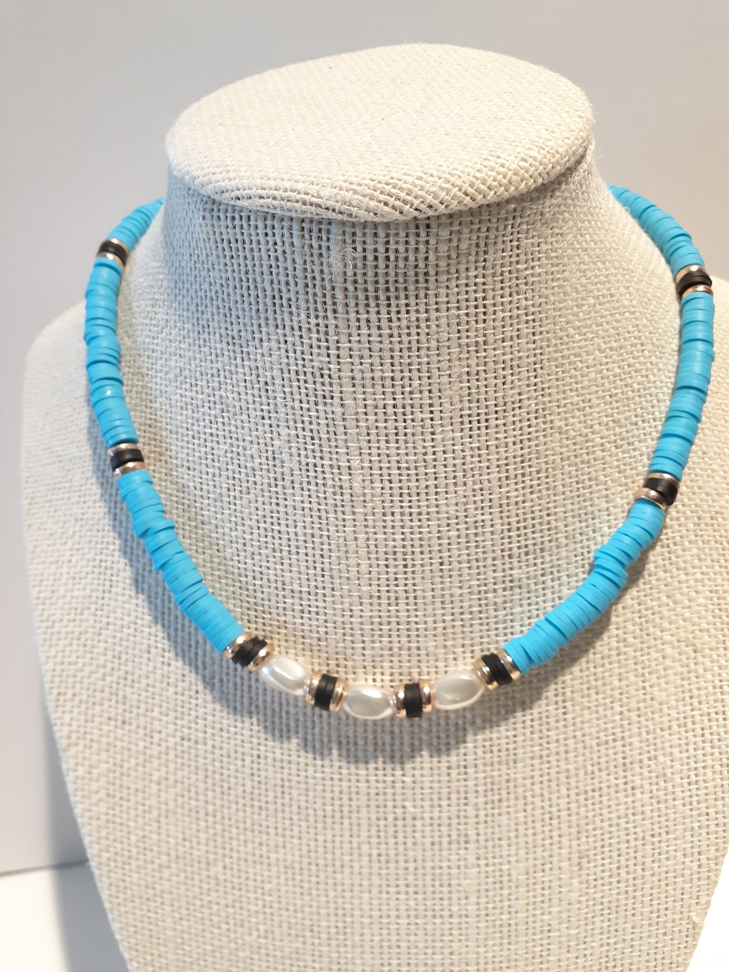 White Pearl Heishi Necklace
