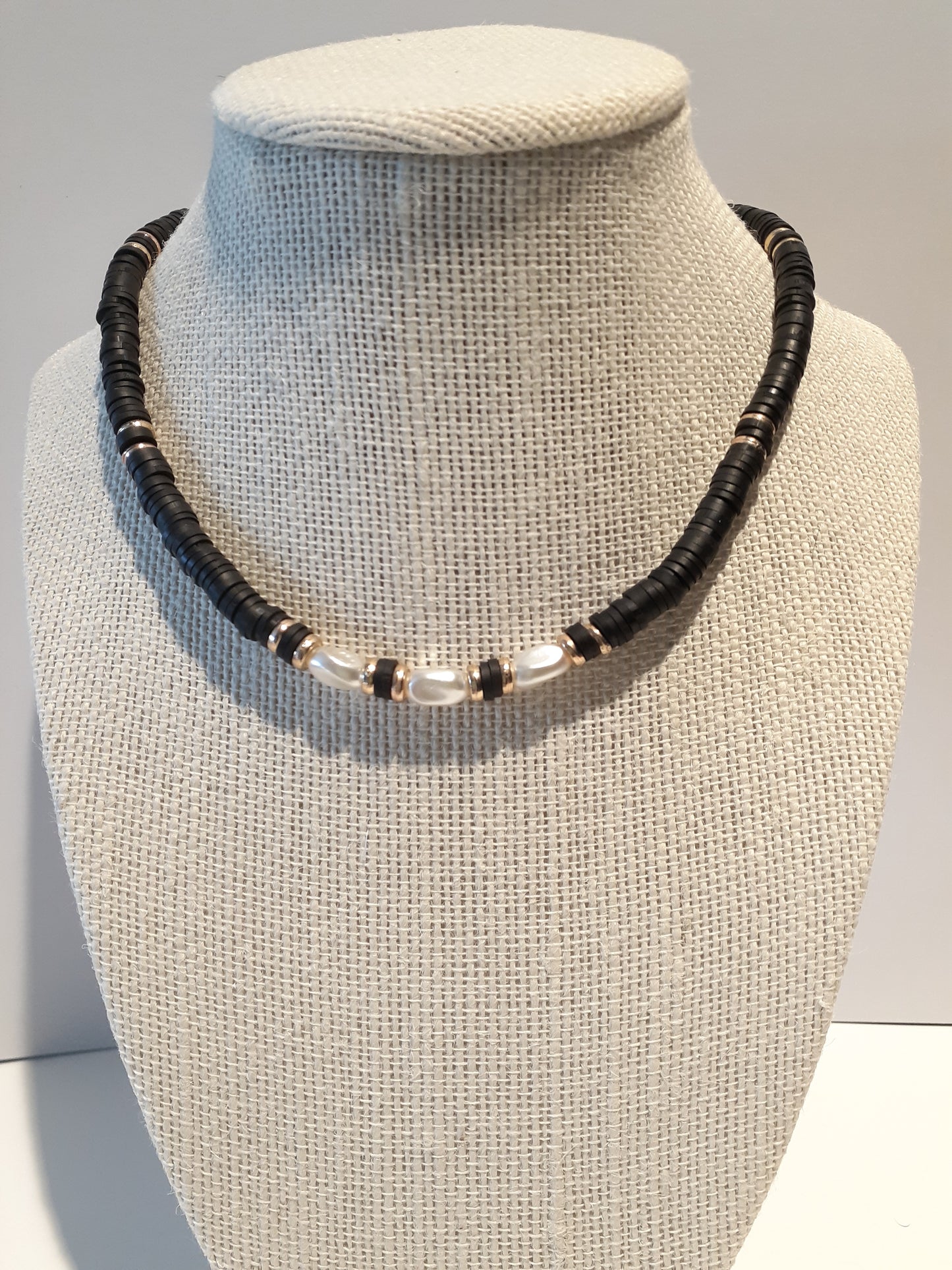 White Pearl Heishi Necklace