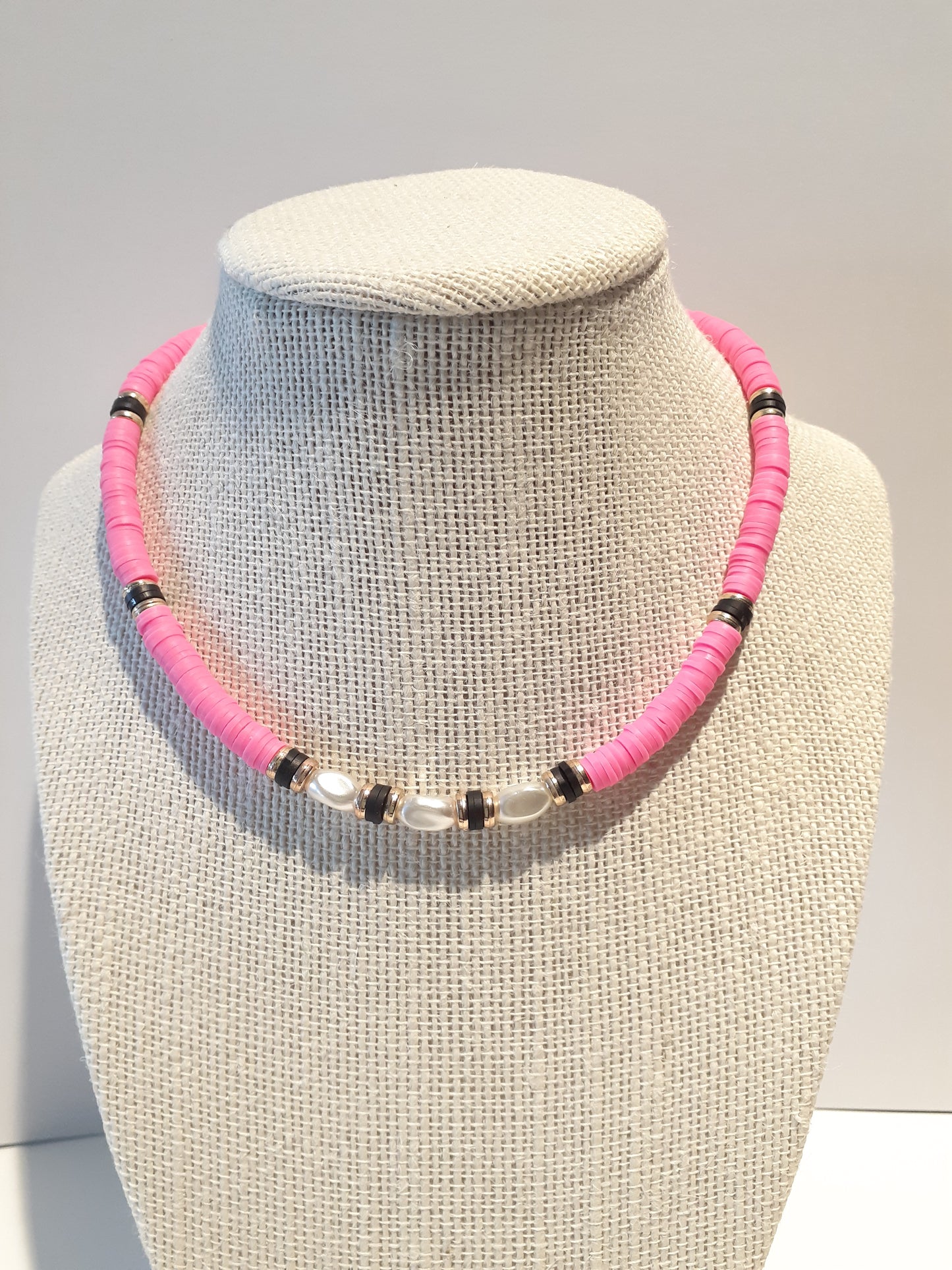 White Pearl Heishi Necklace