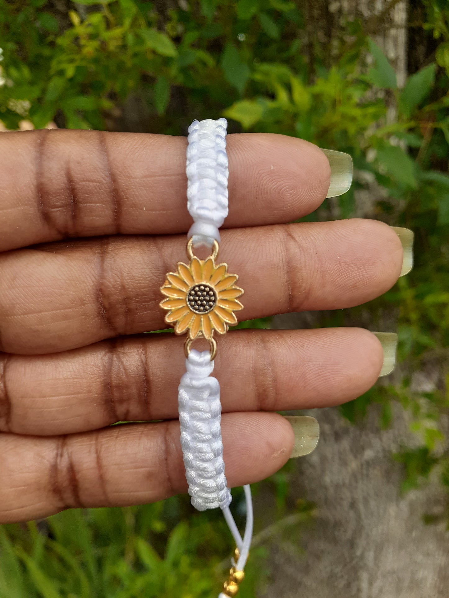 Yellow Sunflower Macrame Bracelet