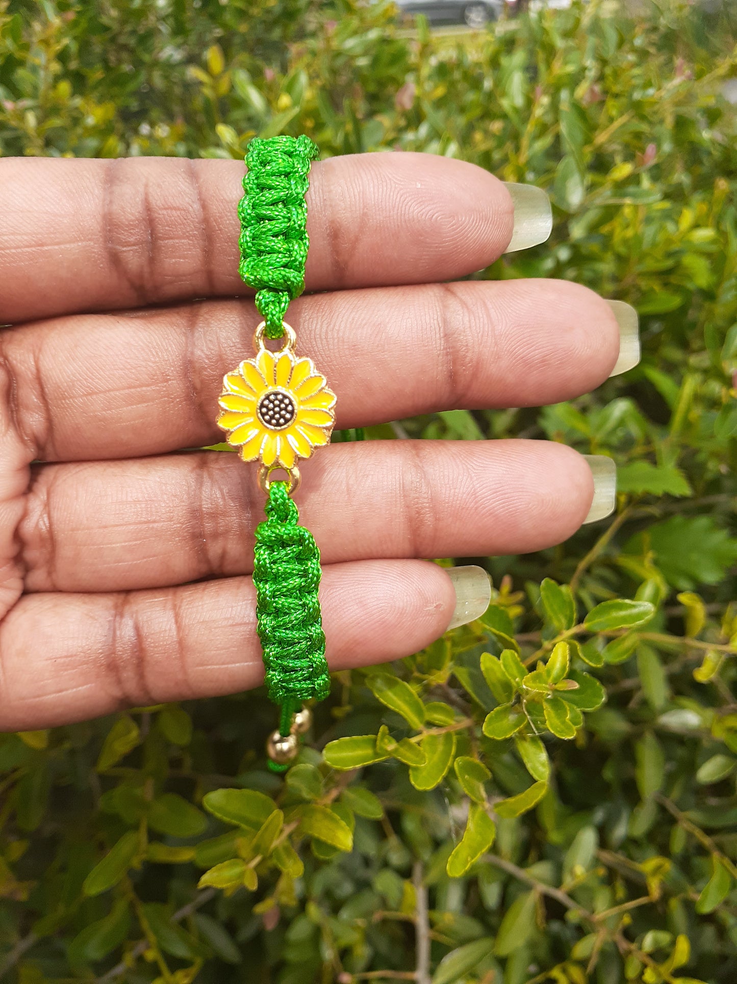 Yellow Sunflower Macrame Bracelet