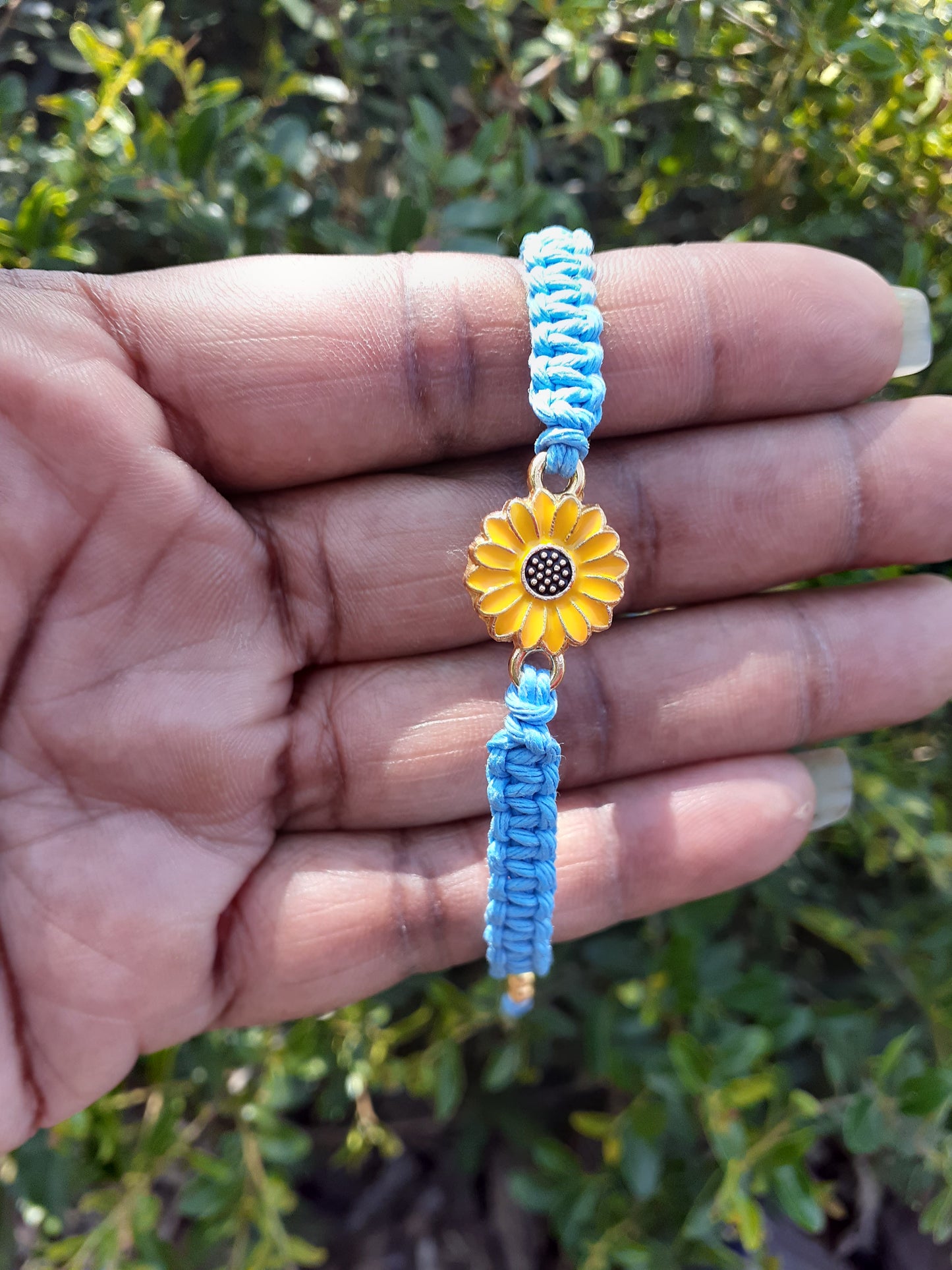 Yellow Sunflower Macrame Bracelet