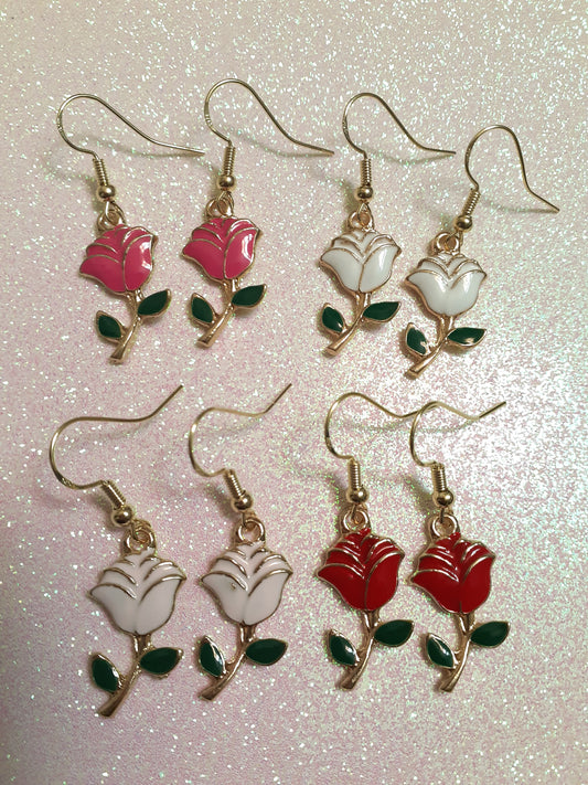 Rose earrings, Flower earrings
