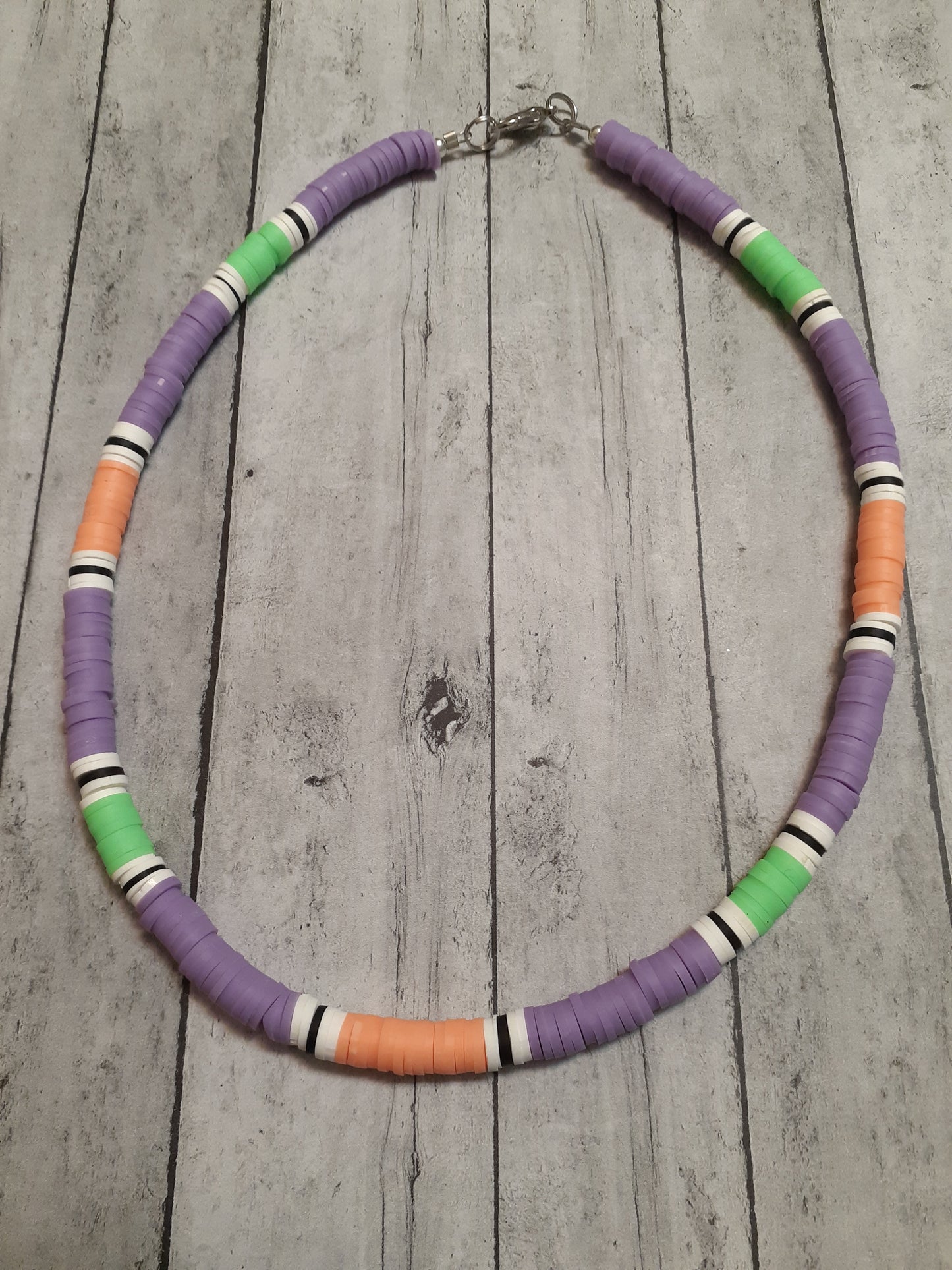 Purple clay disc necklaces, Multicolored Heishi necklaces, Purple Heishi necklaces