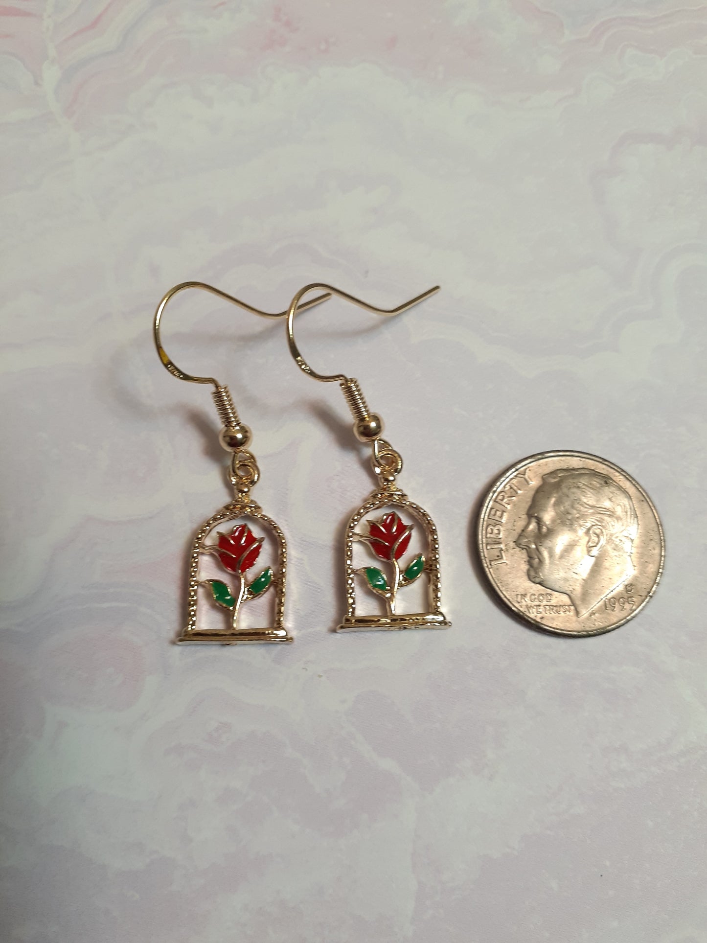 Beauty and the beast Rose Earrings, Rose earrings