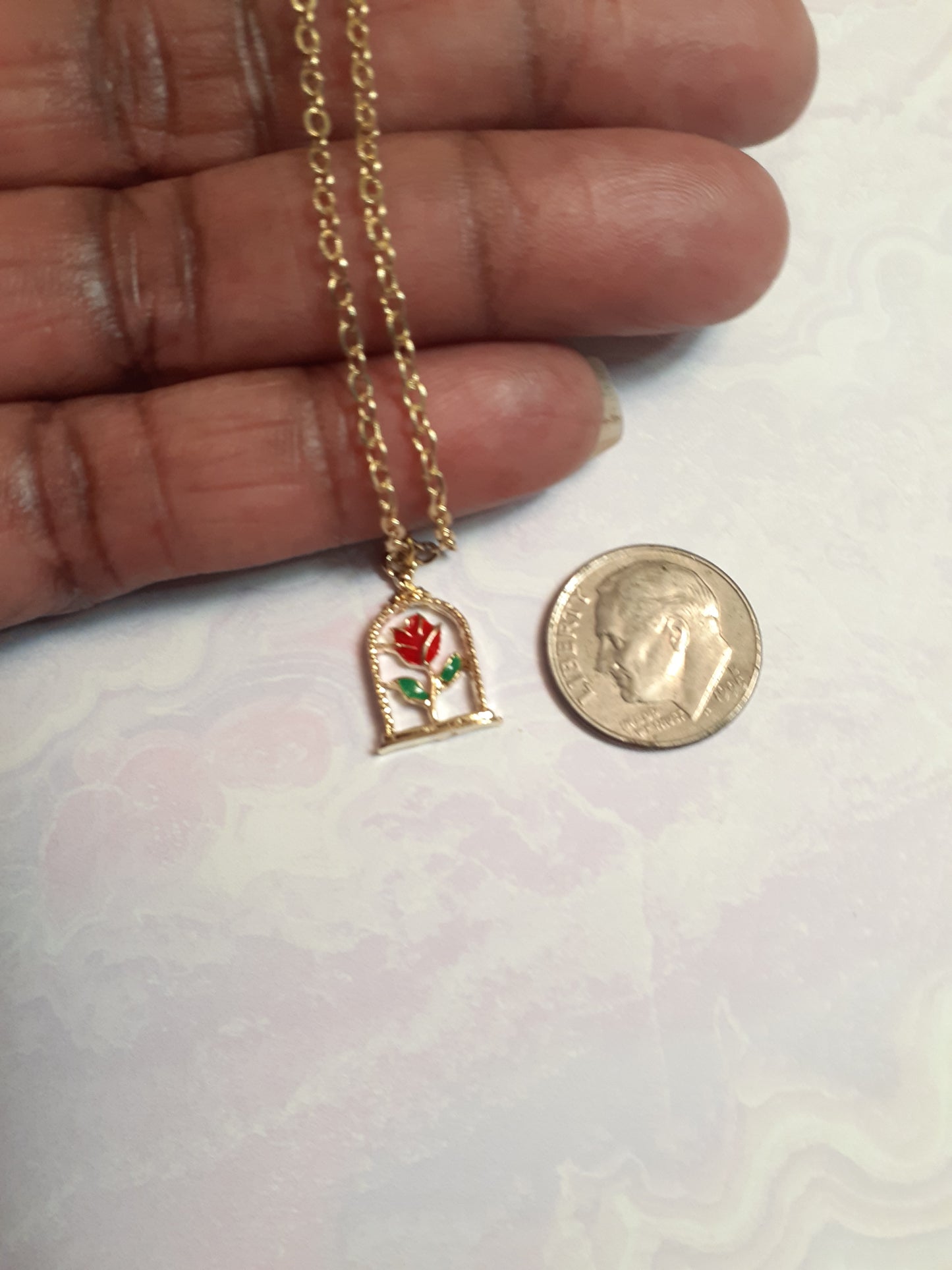 Beauty and the Beast Enchanted Rose Necklace, Rose Necklace
