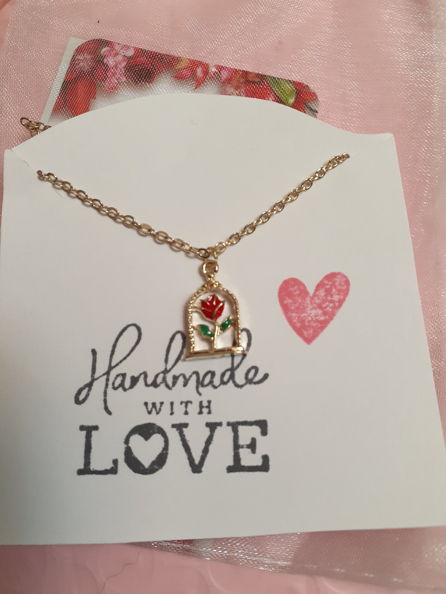 Beauty and the Beast Enchanted Rose Necklace, Rose Necklace