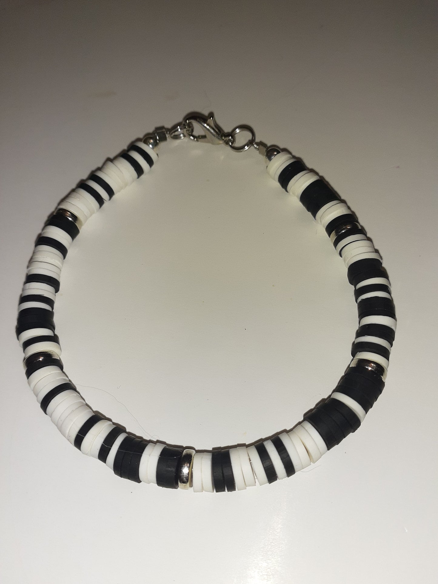 Black and White Clay Disc Bracelets
