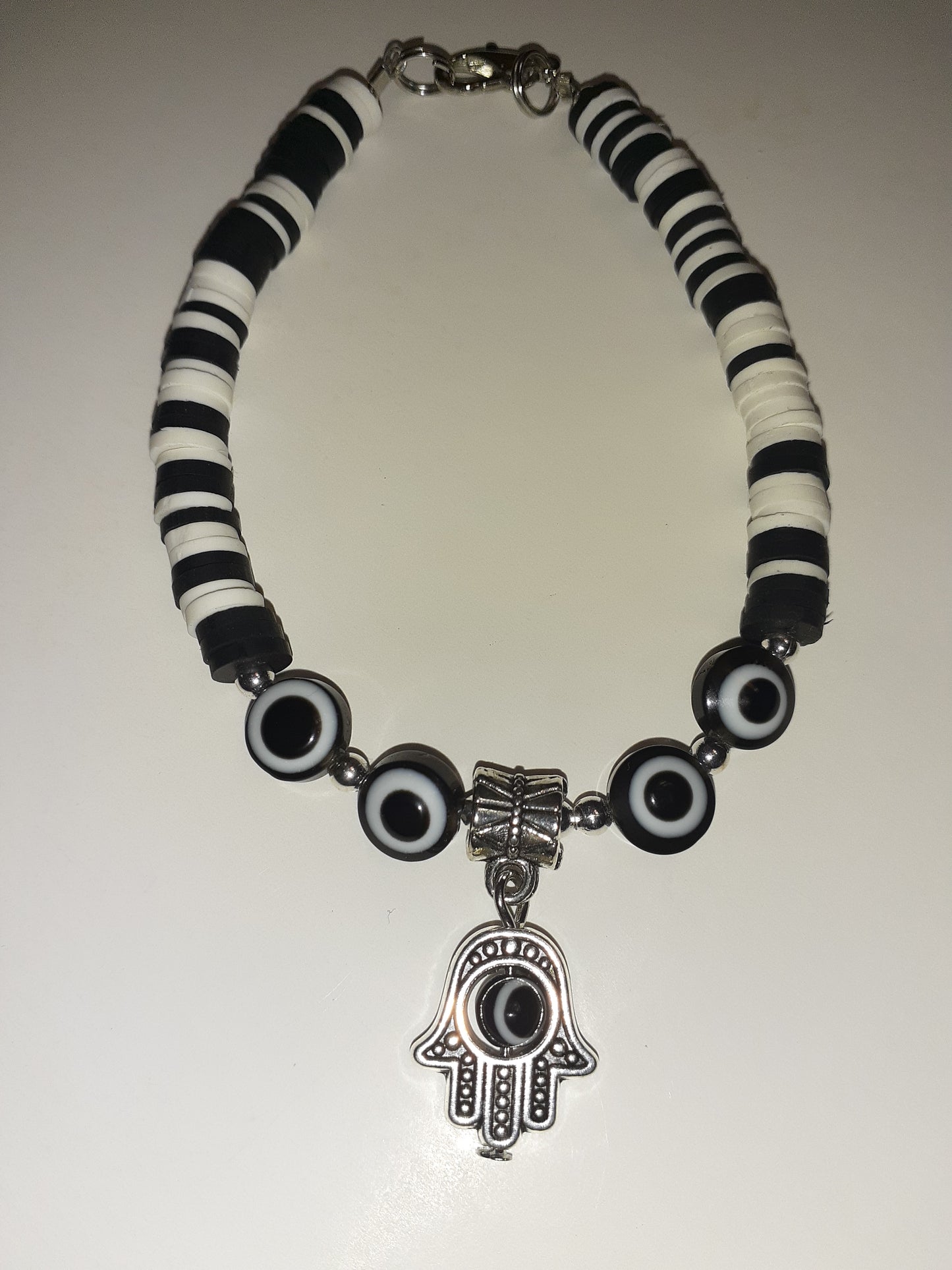 Black and White Clay Disc Bracelets