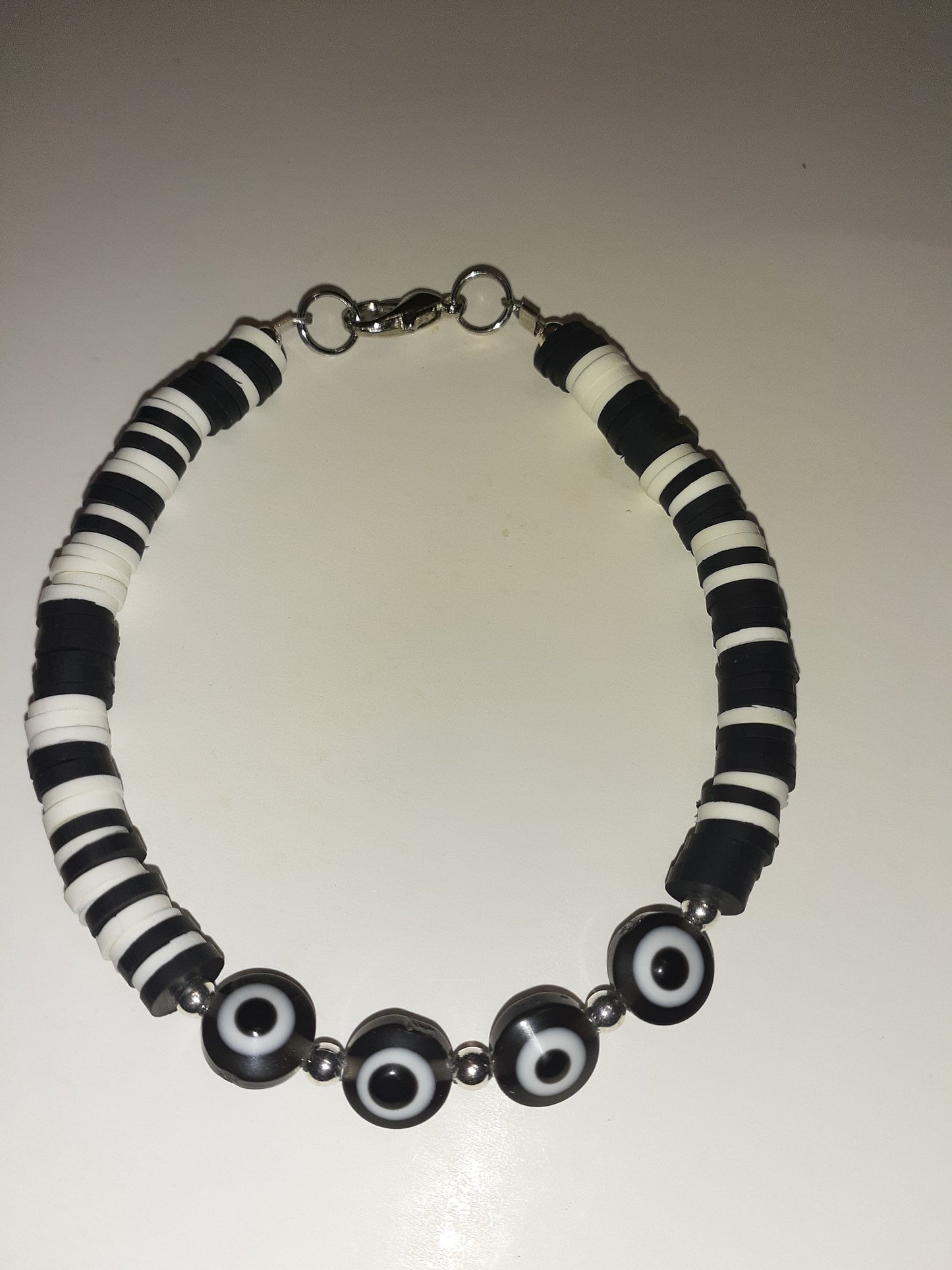 Black and White Clay Disc Bracelets