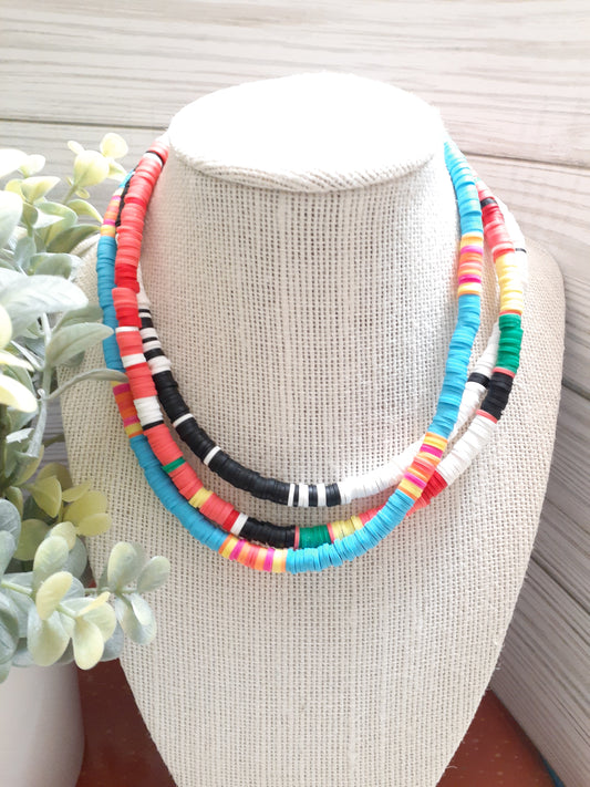 Colorful Clay dics necklaces
