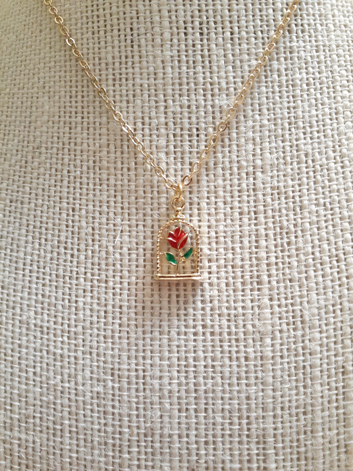 Beauty and the Beast Enchanted Rose Necklace,  Rose Necklace